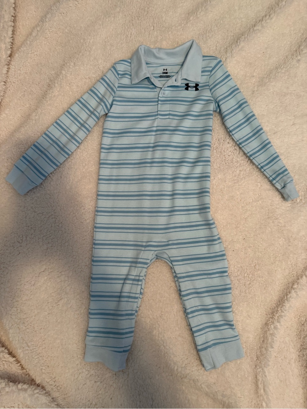 Under Armour Light Blue and White Striped Polo One-Piece